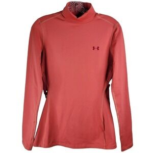Under Armour Coldgear Womens Pink Mock Neck Fitted Shirt Size Medium M NWT